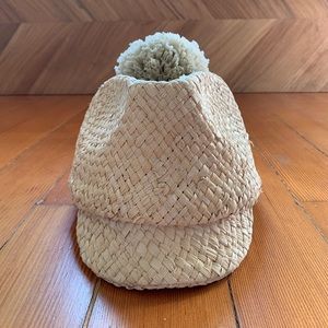 NWOT Burberry Prorsum Runway Straw Pom Pom Hat S